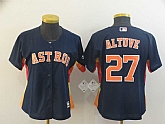 Women Astros 27 Jose Altuve Navy Cool Base Jersey,baseball caps,new era cap wholesale,wholesale hats